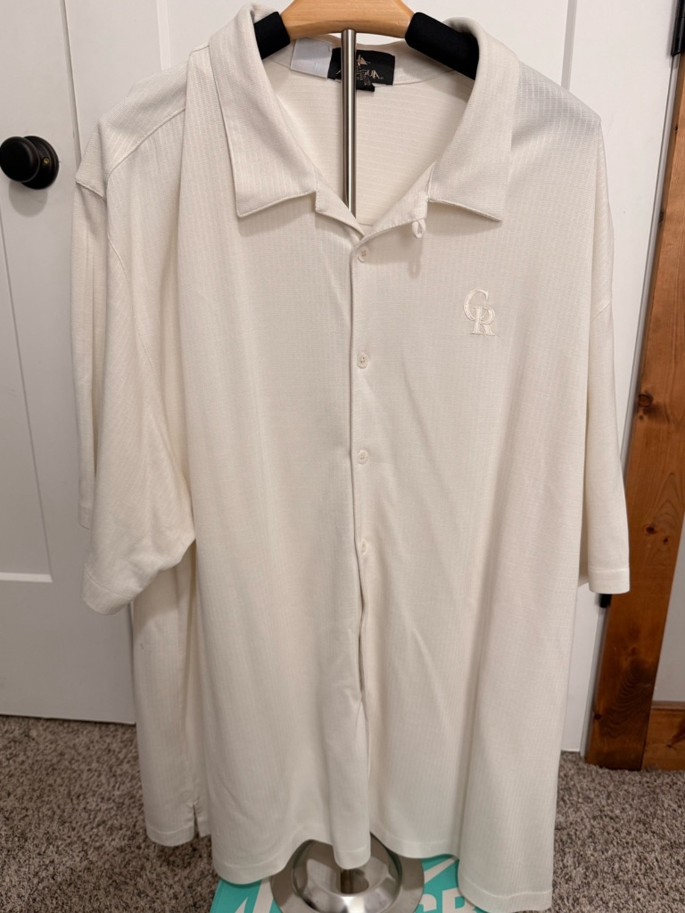 Classic Men's Colorado Rockies Short Sleeve Button-Down Shirt - Cream